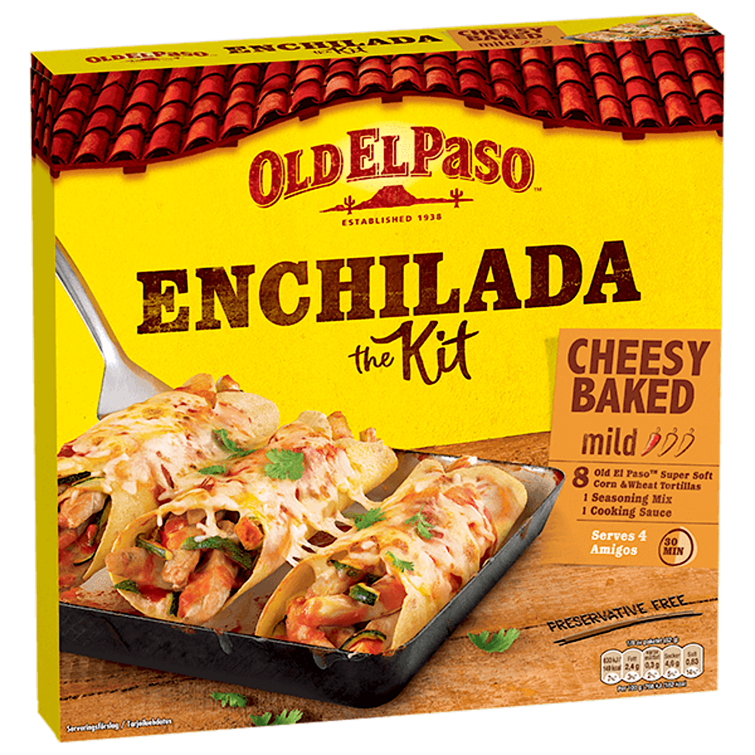 en pakke Old El Paso ostebakt enchilada middagssett, 657g